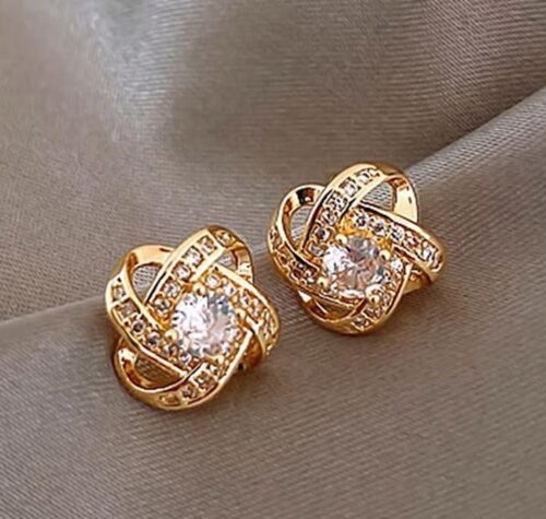 Golden Radiance Knot Stud Earrings